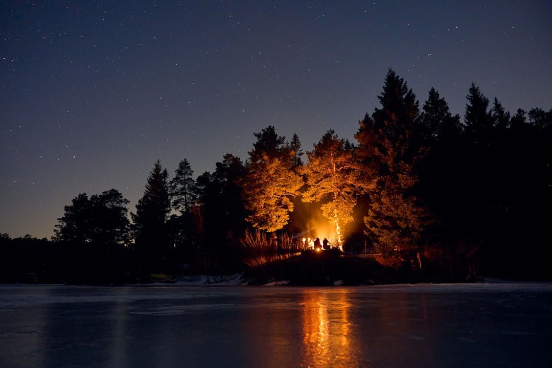 a group of people sitting around a campfire