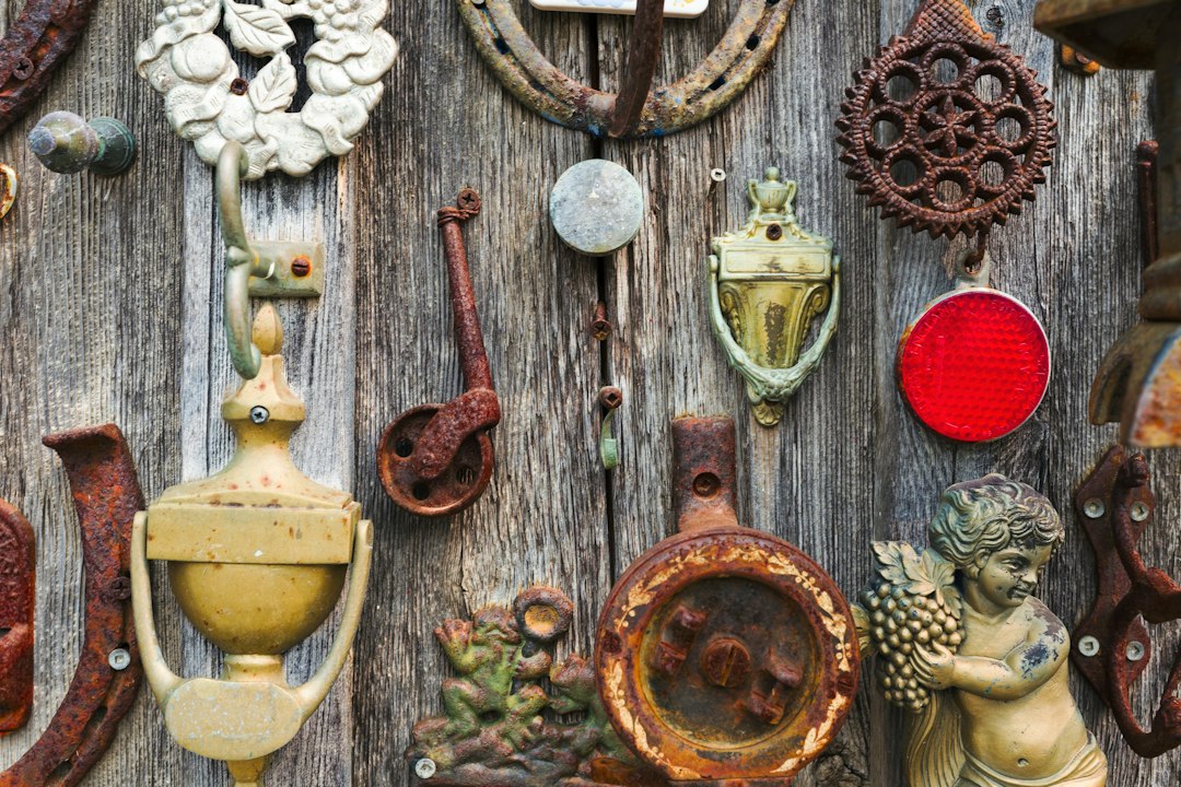a bunch of different items on a wooden surface