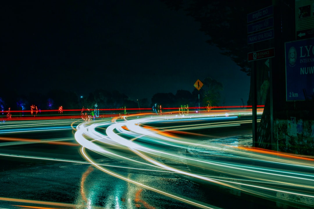 time lapse of cars on night time