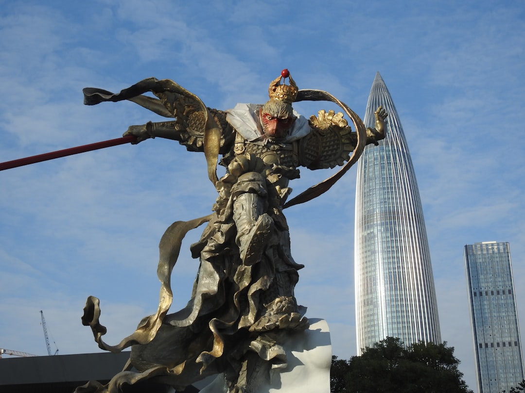 A statue of a man on a horse with a sword